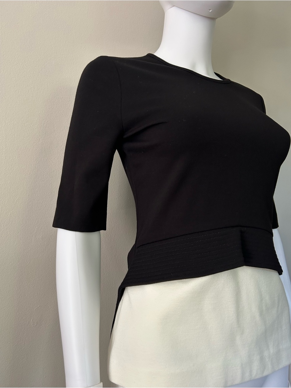 Stella McCartney 2012 Black White Peplum Colorblock Top IT 40 Made Italy